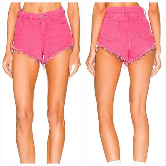 Superdown Domonique Denim Short in Pink - Picture 1 of 8